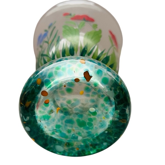 Vintage Hand-Painted Floral  Butterfly Glass Vase - Picture 6 of 6